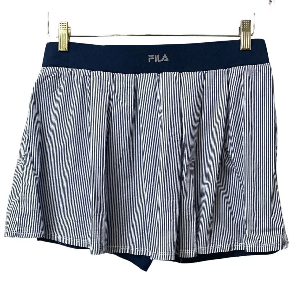 FILA Skort Tennis Skirt Large Preppy Blue Stripe Pickleball Sportswear Mini